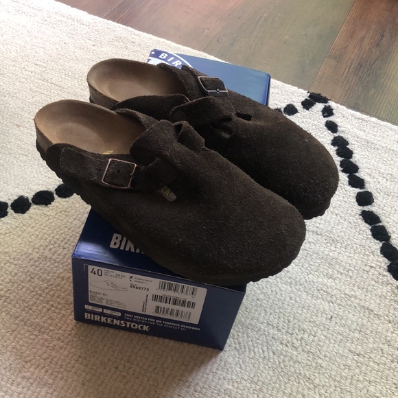 Birkenstock Boston Suede Clog Mocha Sz 40 N - Picture 3 of 9